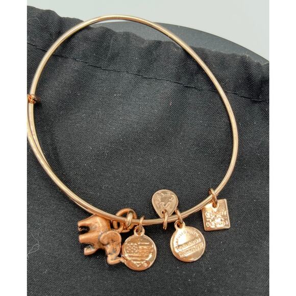 Alex and Ani ELEPHANT II‎ Good Luck Rose Gold Charm Bangle Bracelet - Picture 2 of 4